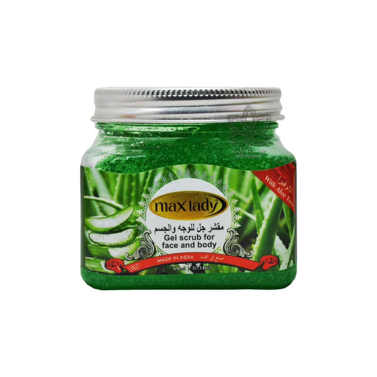 ژل اسکراب شنی آلوئه ورا ( صورت و بدن ) 300 میل مکس لیدی – max lady