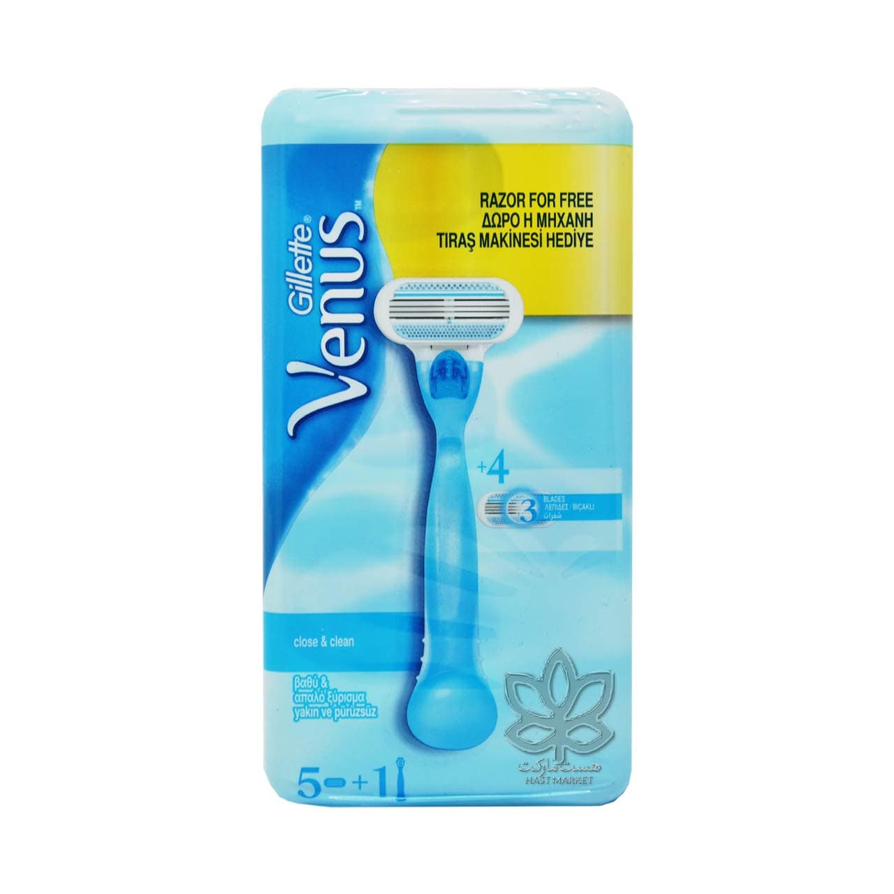 دسته با 5 تیغ اصلاح سه لبه بانوان ونوس ژیلت – gillette