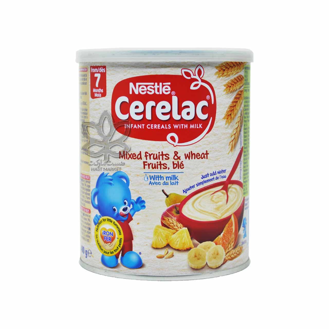 سرلاک میوه و گندم با شیر ( مناسب 7 ماه به بالا ) ۴۰۰ گرم نستله – nestle