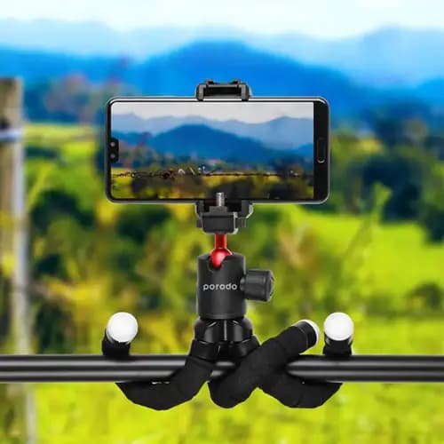سه پایه موبایل و دوربین پرودو مدل Porodo Flexible Versatile Tripod PD-TRPH-BK — تصویر ۶