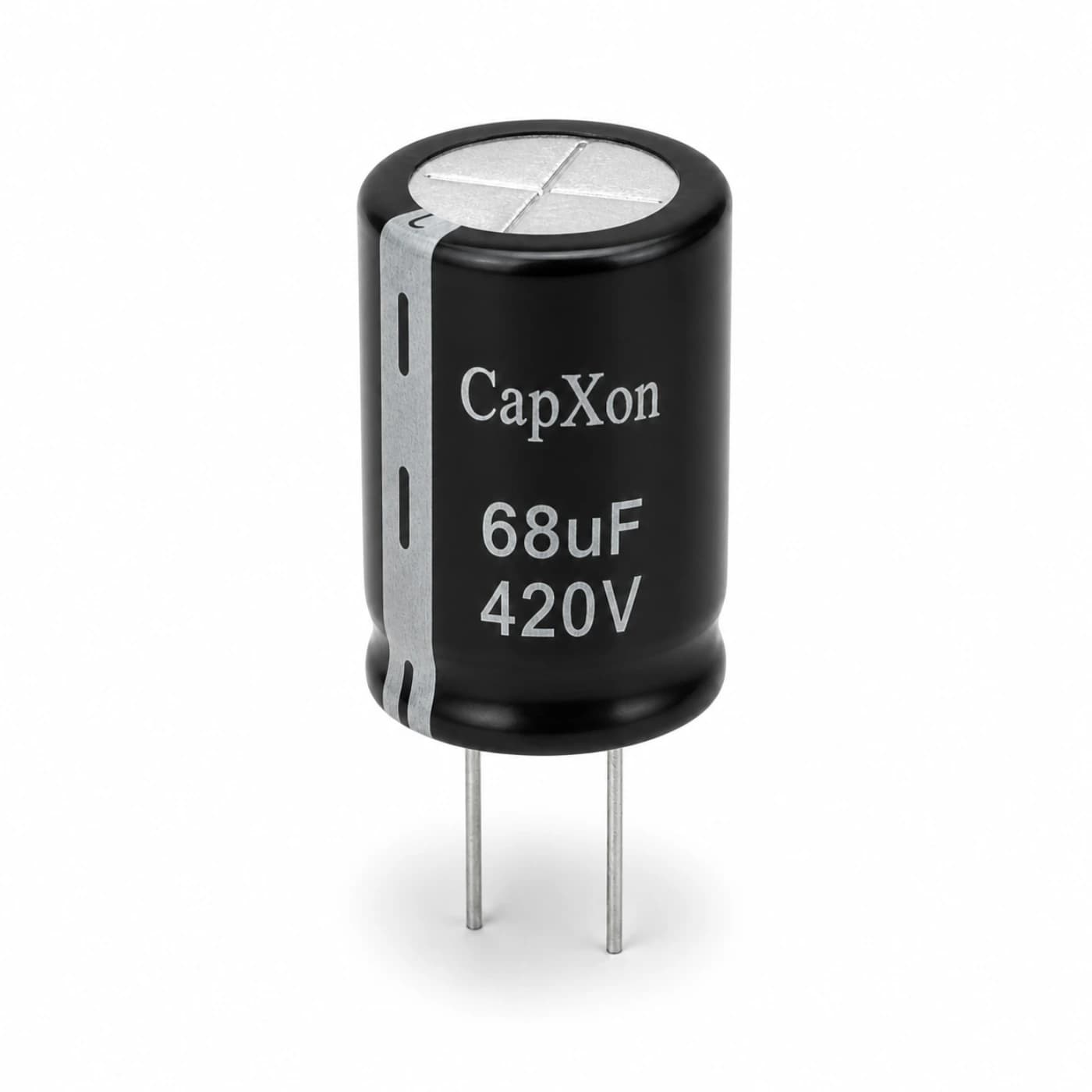 خازن الکترولیتی کپکسون مدل CAPXON 68uF 420V 16×21mm