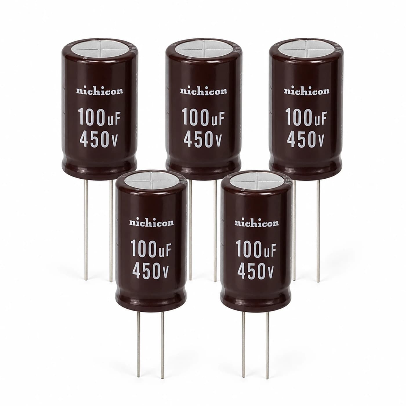 خازن الکترولیتی نیکیکون مدل NICHICON 100uF 450V 18×30mm — تصویر ۲