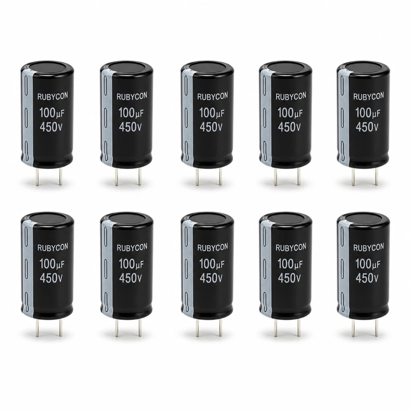 خازن الکترولیتی روبیکن مدل RUBYCON 100uF 450V 18×36mm — تصویر ۲