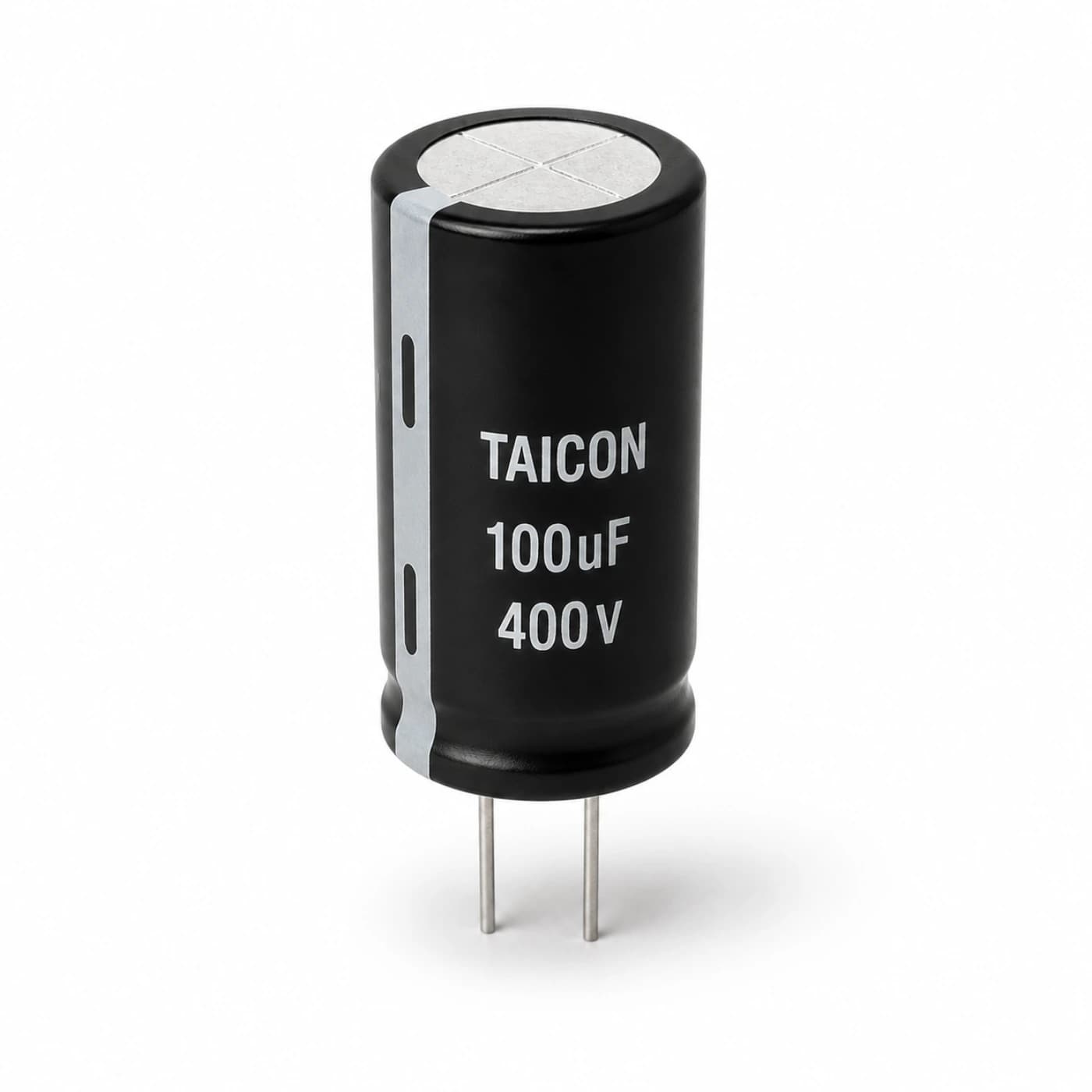 خازن الکترولیتی تایکان مدل TAICON 100uF 400V 16×32mm — تصویر ۲