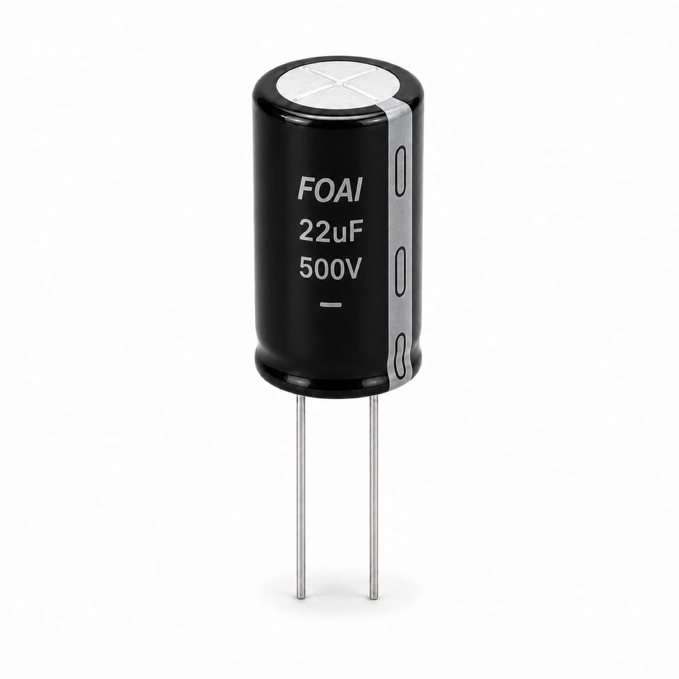 خازن الکترولیتی فوآی مدل FOAI 22uF 500V 13×18mm — تصویر ۲