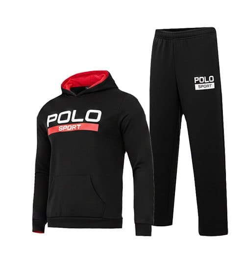 ست هودی و شلوار مردانه نرمال طرح دار اسپان مشکی Polo مدل 49381