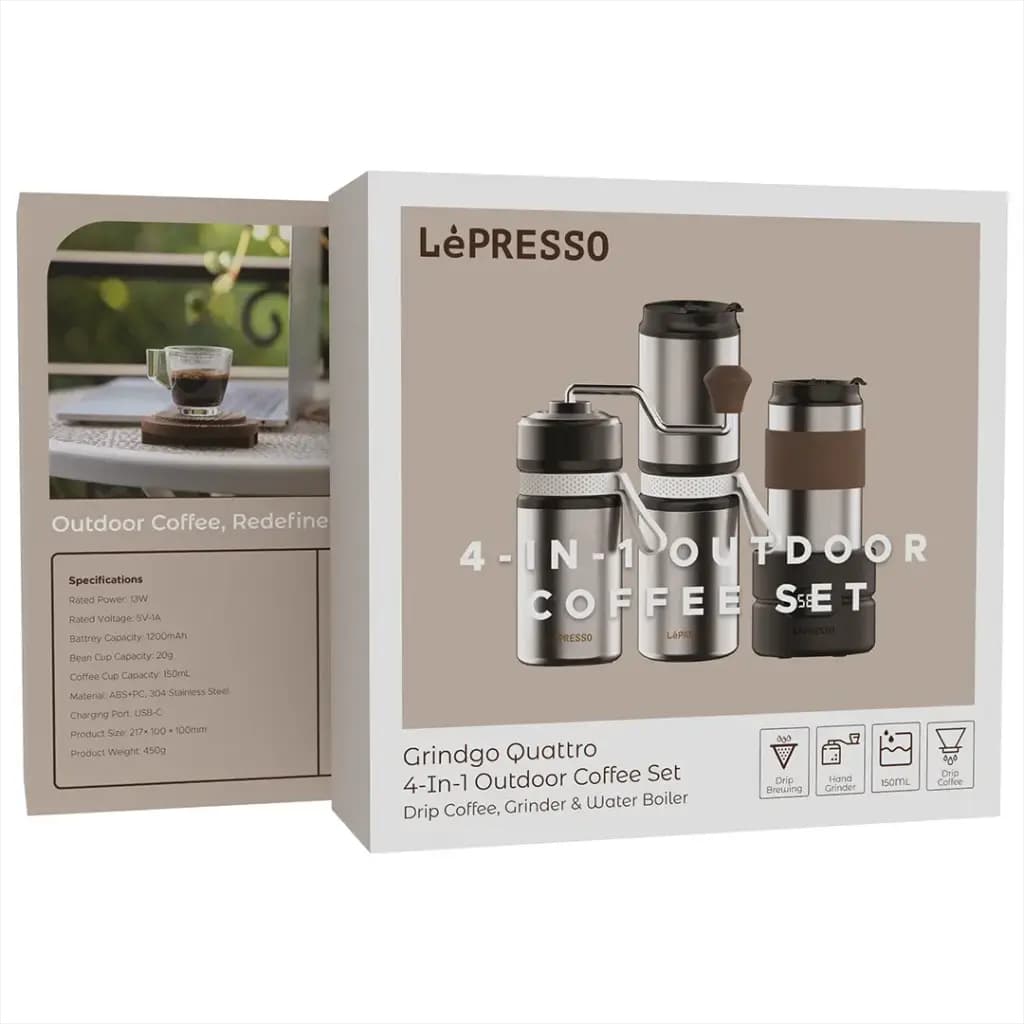 ست قهوه‌ساز ۴ کاره مسافرتی لپرسو مدل Lepresso Grindo Quattro 4-in-1 Outdoor Coffee Set — تصویر ۴