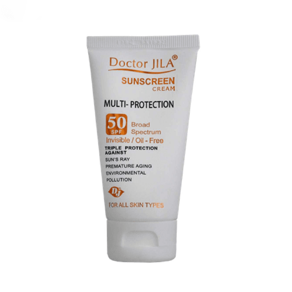 کرم ضد آفتاب مولتی پروتکشن بی رنگ SPF 50 دکتر ژیلا