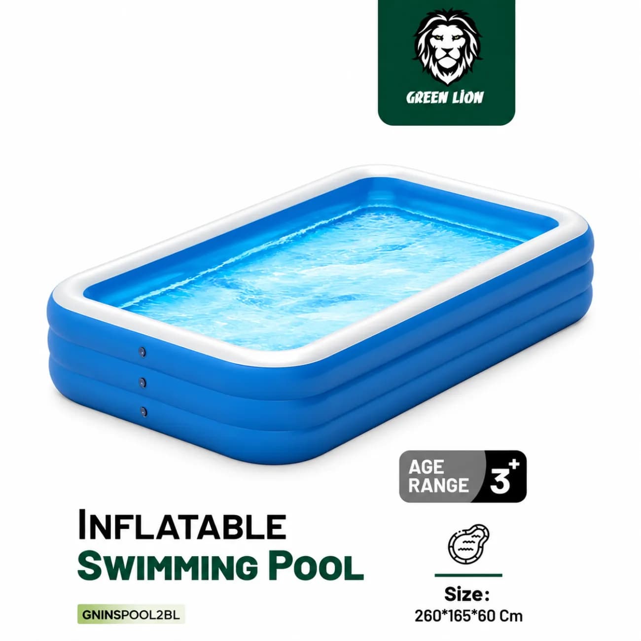 استخر بادی گرین لاین GREEN LION مدل GNINSPOOL2BL سایز 260 سانتی متر — تصویر ۴