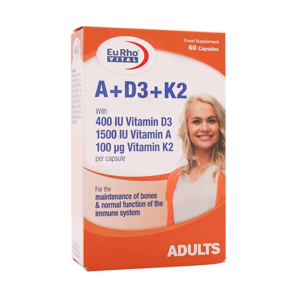سافت ژل ویتامین آ د3 و کا2 یوروویتال 60 عدد (EurhoVital A D3 K2 Vitamins)