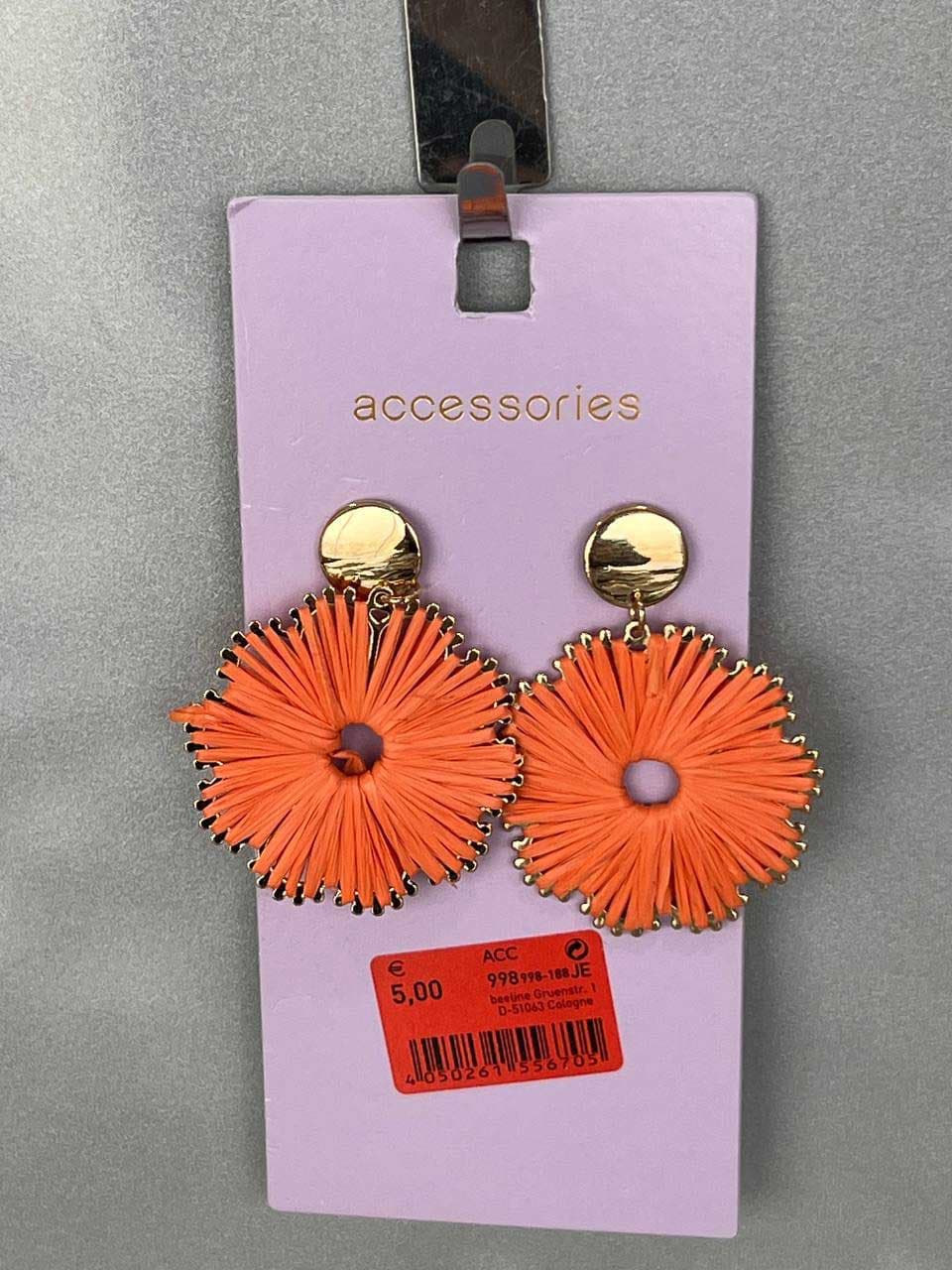گوشواره آویزی نارنجی مدل Accessories — تصویر ۲