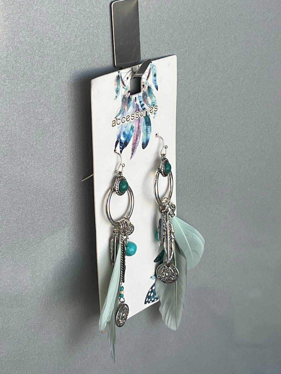 گوشواره پرهای فیروزهای طرح مدرن بوهو از برند Accessories — تصویر ۲