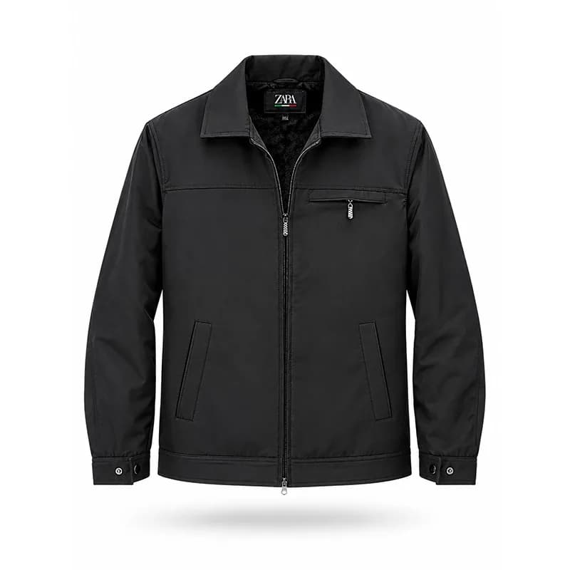 کاپشن مردانه ساتنا 2 جیب مشکی یقه کتی – سایز L تا XXXL