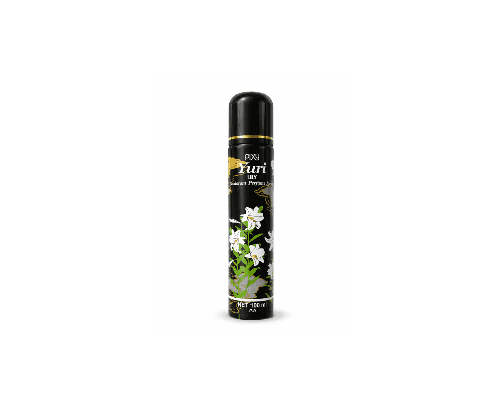 اسپری خوشبوکننده بدن پیکسی Pixy مدل یوری Yuri Lily حجم ۱۰۰ میلی‌ لیتر | رایحه گل لیلی Lily Floral Deodorant Perfume Spray