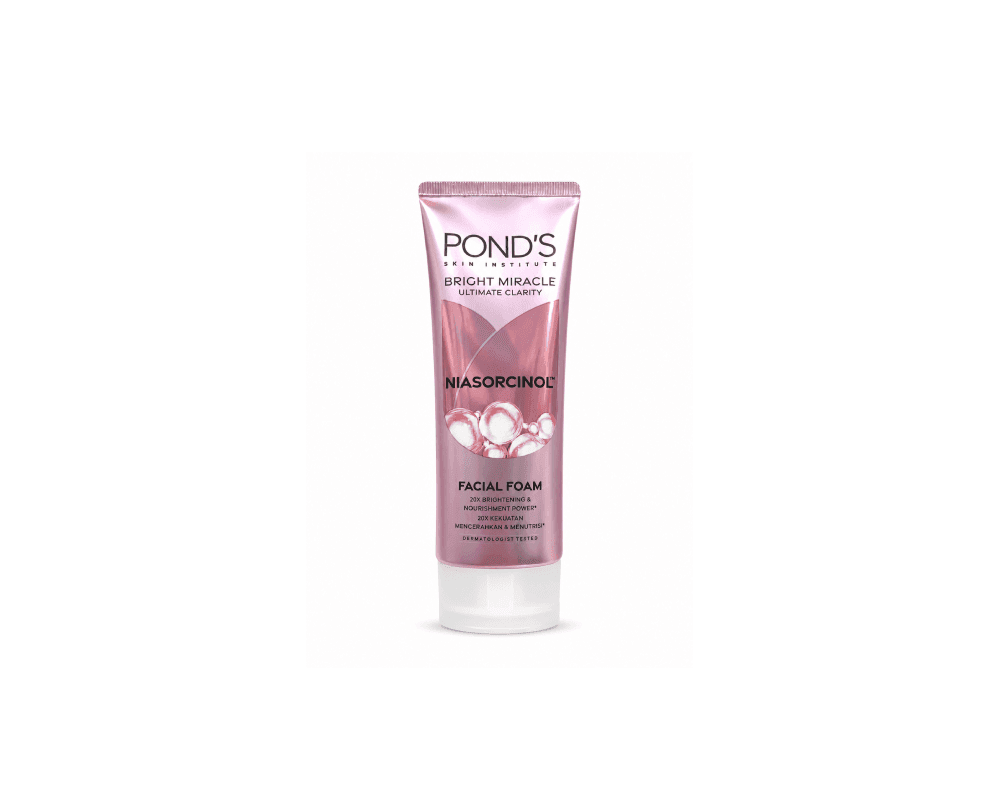فوم شست‌ و شوی صورت روشن‌ کننده پوندز PONDS مدل Bright Miracle Ultimate Clarity | نیاسورسینول Niasorcinol و قدرت روشن‌ کنندگی و تغذیه 20X Brightening and Nourishment Power