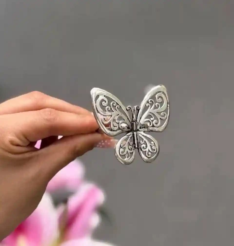 حلقه دستمال نقره پروانه