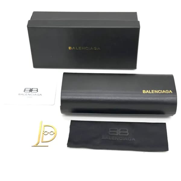 پک و جعبه عینک اورجینال بالنسیاگا Balenciaga هارد چرم مشکی طلاکوب — تصویر ۸