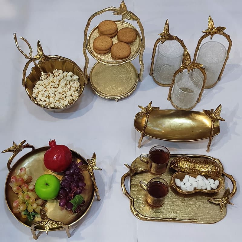 آجیل خوری ایوان پروانه الومینیومی طلایی — تصویر ۲