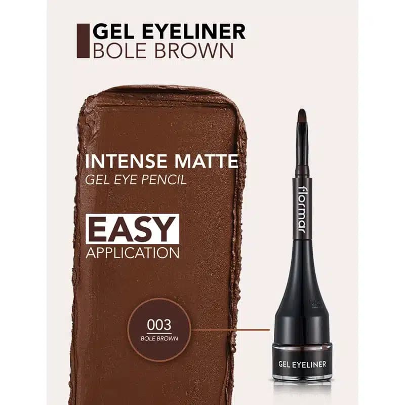 خط چشم ژلی قهوه ای فلورمار Flormar مدل Gel Eyeliner کد 003 رنگ Bole Brown — تصویر ۳
