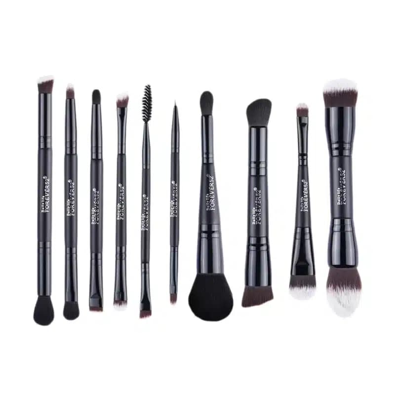 ست براش آرایشی 10 عددی دوطرفه فوراور 52 Forever52 دارای کیف نگهدارنده مدل XZ003 — تصویر ۲