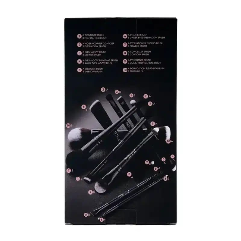 ست براش آرایشی 10 عددی دوطرفه فوراور 52 Forever52 دارای کیف نگهدارنده مدل XZ003 — تصویر ۶