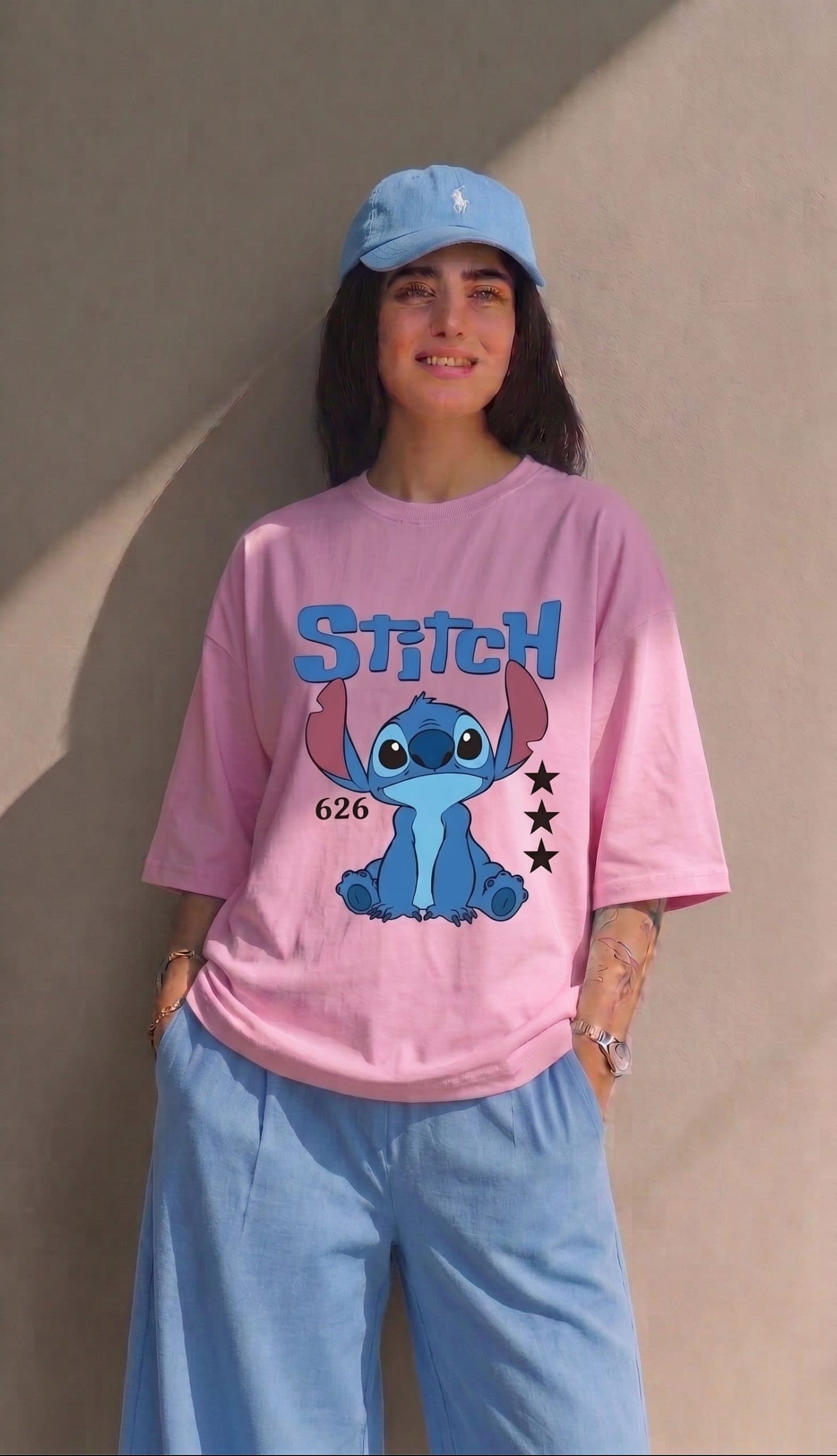 تیشرت دو نخ استیچ StitcH آبتین صورتی