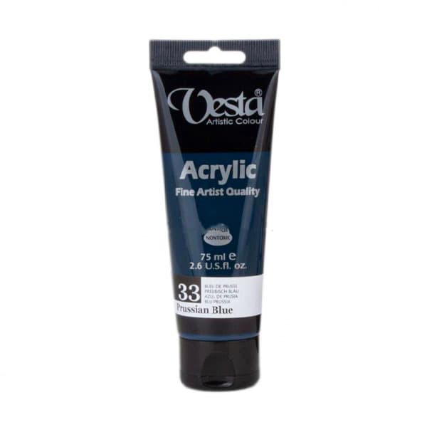 رنگ اکریلیک تکی وستا 33 Prussian Blue حجم 75 میلی لیتر