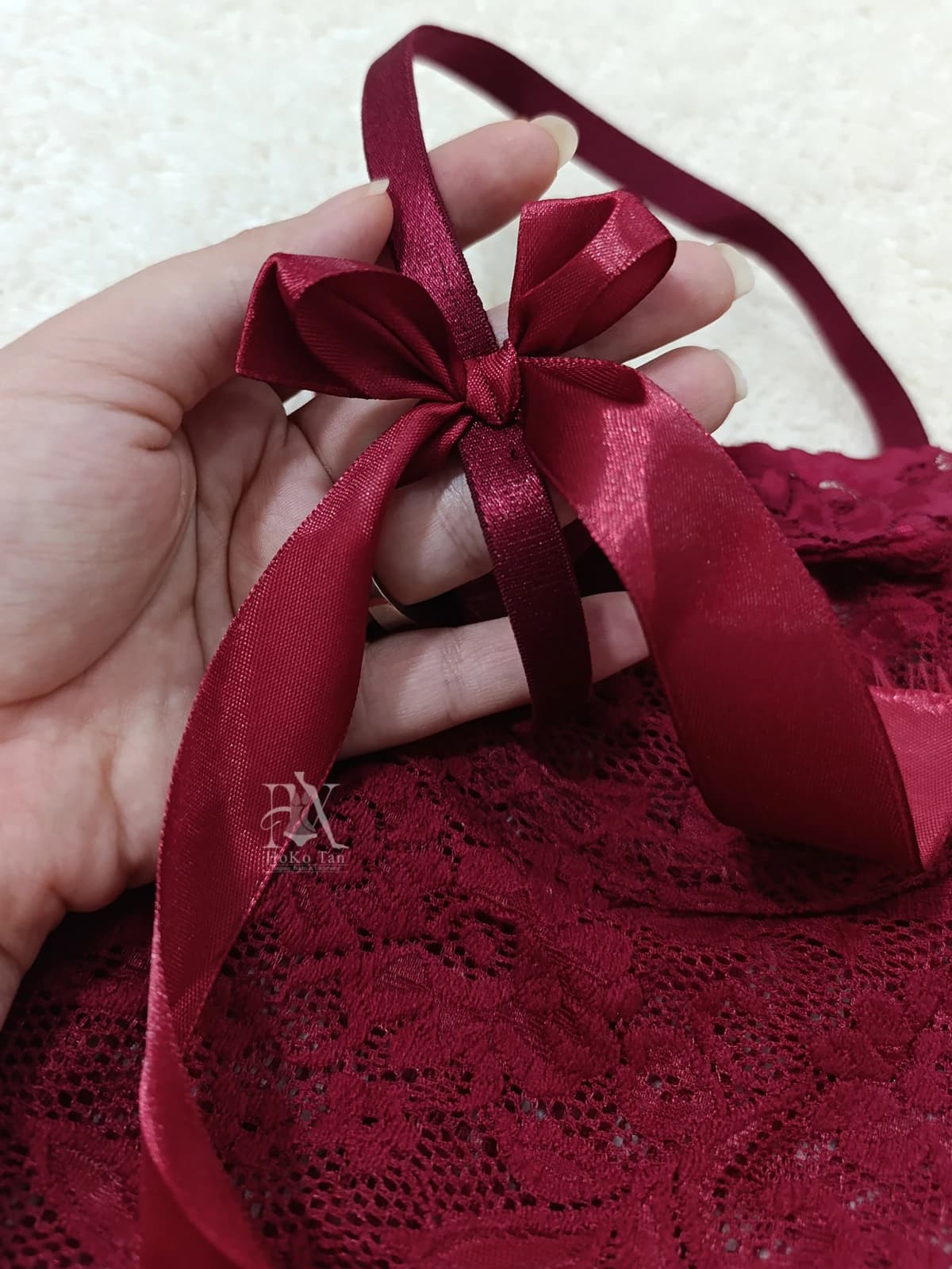 لباس خواب فانتزی فنردار گیپور پاپیونی کد 181 — تصویر ۵