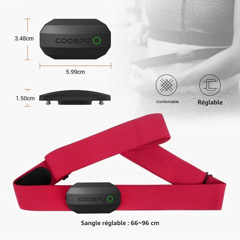 سنسور ضربان قلب Coospo H808S ضربان قلب سینه‌ای با Bluetooth 5.0 و ANT+ مقاوم در برابر آب — تصویر ۵