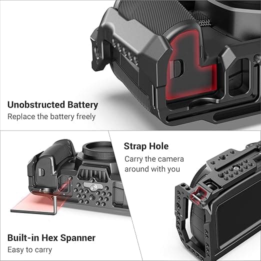 کیت SmallRig Cage برای دوربین Blackmagic Design BMPCC 4K & 6K، با دسته بالای دوربین نگهدارنده SSD برای SSD T5 – KCVB2748 — تصویر ۴