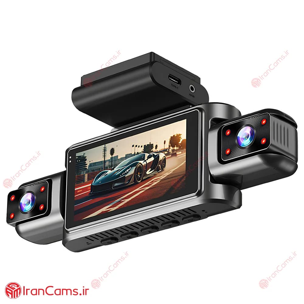 دوربین ثبت وقایع خودرو 360 درجه وای فای 4 لنز مانیتوردار مدل 4K-FI — تصویر ۳