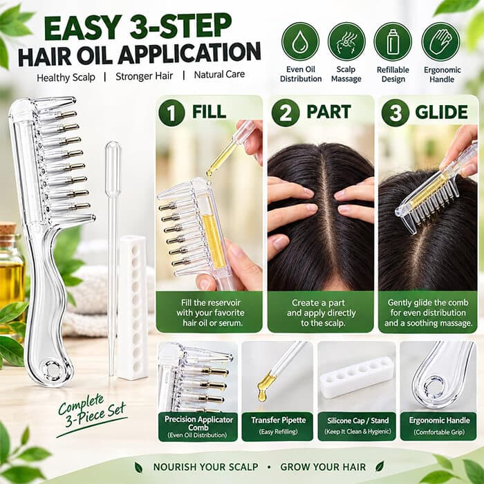 اپلیکاتور مخزن دار , اسکالپ سر SCALP OIL APPLICATOR COMB — تصویر ۲