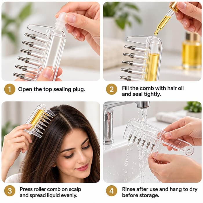اپلیکاتور مخزن دار , اسکالپ سر SCALP OIL APPLICATOR COMB — تصویر ۴