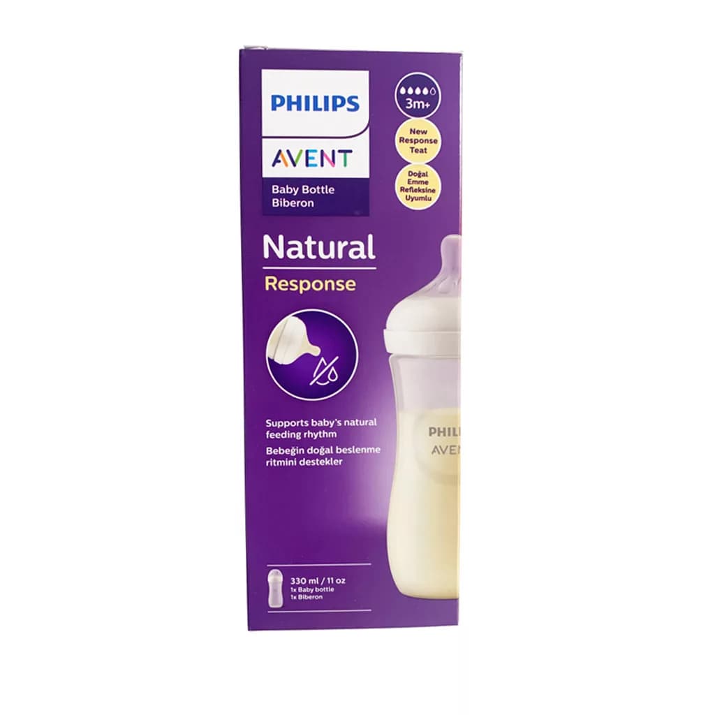 شیشه شیر اونت ریسپانس نچرال تکی جعبه ای 330 میل 3+ماه 4قطره Avent — تصویر ۶