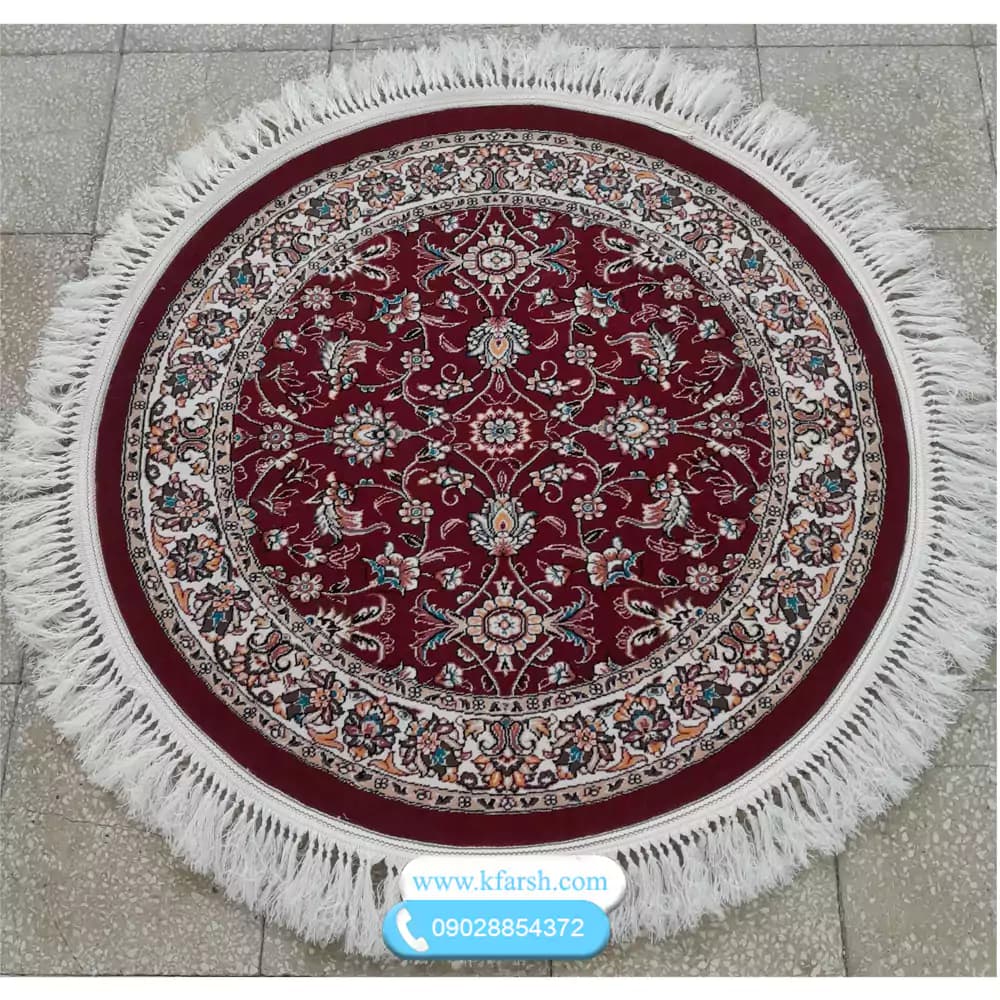 فرش گرد قرمز افشان طرح 700 (لاکی) قطر 1 و 1.5 و 2 متری