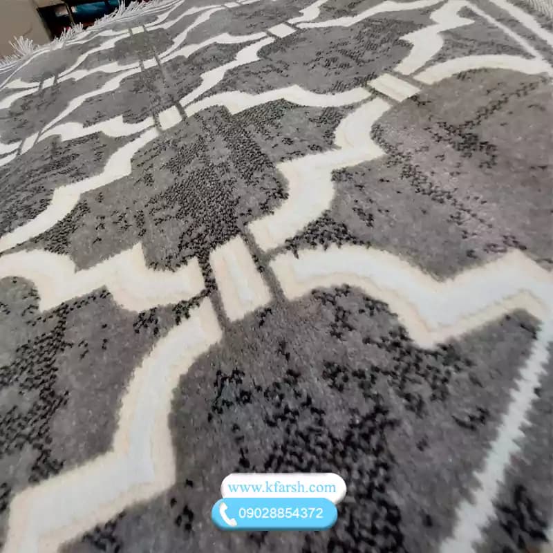 فرش گرد و بیضی مدرن طوسی قطر یک و 1.5 متری کد 1010 — تصویر ۳