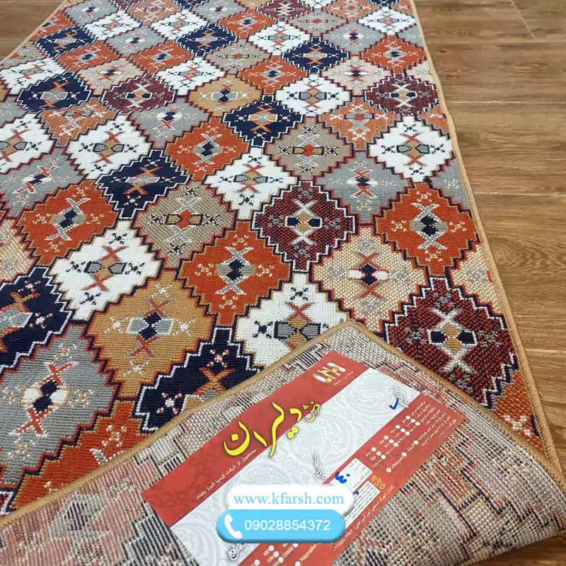 کناره گلیم متری رنگ بادامی و نارنجی کد 540 — تصویر ۲