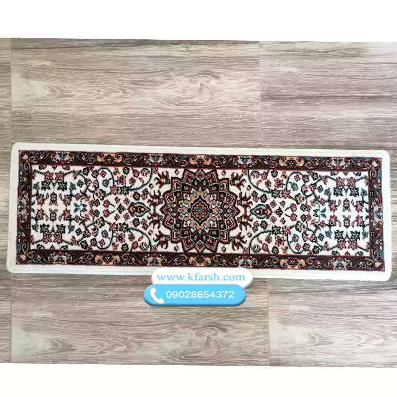 فرش راه پله تکی طرح اطلس کرم