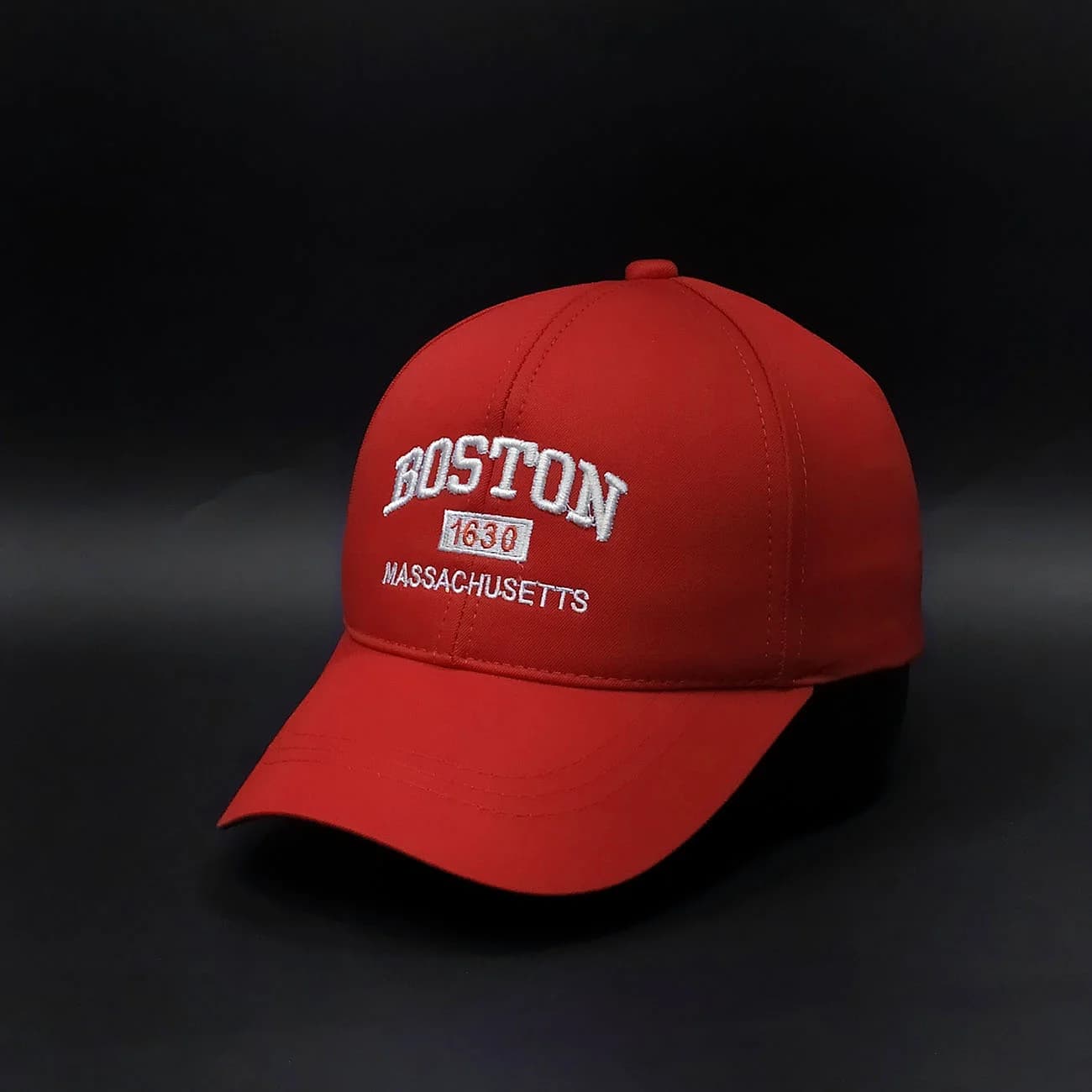 کلاه بیسبالی کتان BOSTON 1630 | کپ اسپرت با استایل خاص و گلدوزی سفید Massachusetts