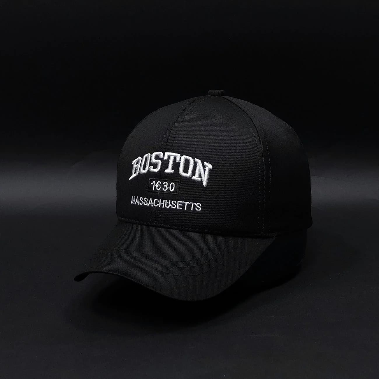 کلاه بیسبالی کتان BOSTON 1630 | کپ اسپرت با استایل خاص و گلدوزی سفید Massachusetts — تصویر ۶