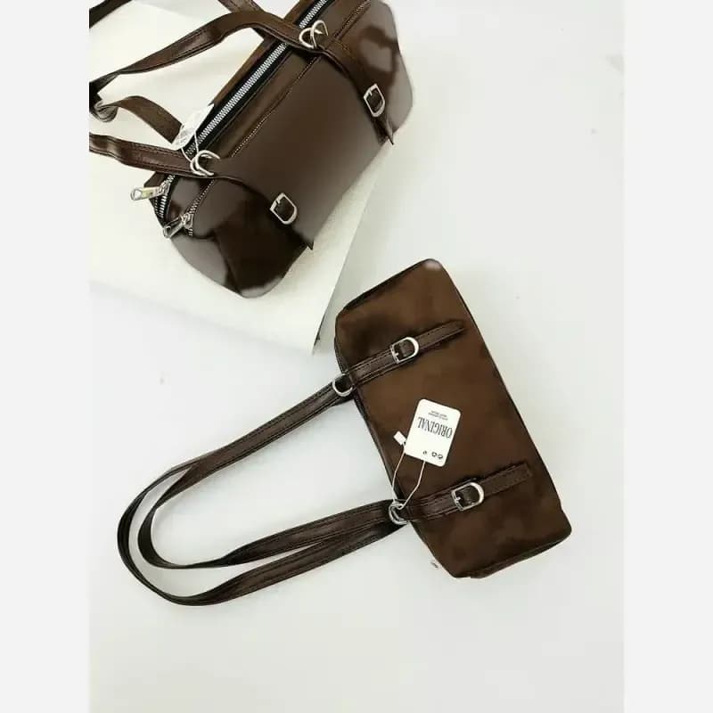 کیف جیر سوییت پاییزه رنگ شکلاتی متریال وارداتی — تصویر ۳