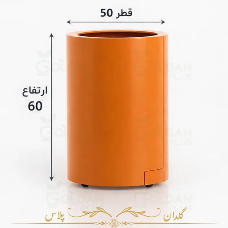 گلدان فلزی استوانهای گالوانیزه بلند ۵۰×۶۰ چرخدار