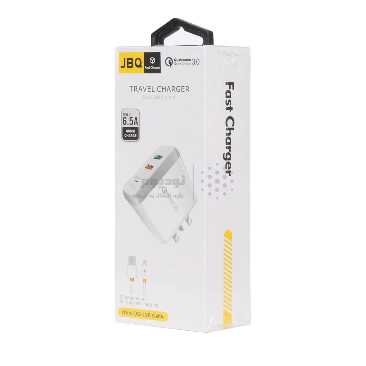 شارژر دیواری فست دو پورت JBQ مدل F-2USB 18W همراه با کابل آیفون – سفید (گارانتی یکساله رصاصی) — تصویر ۸