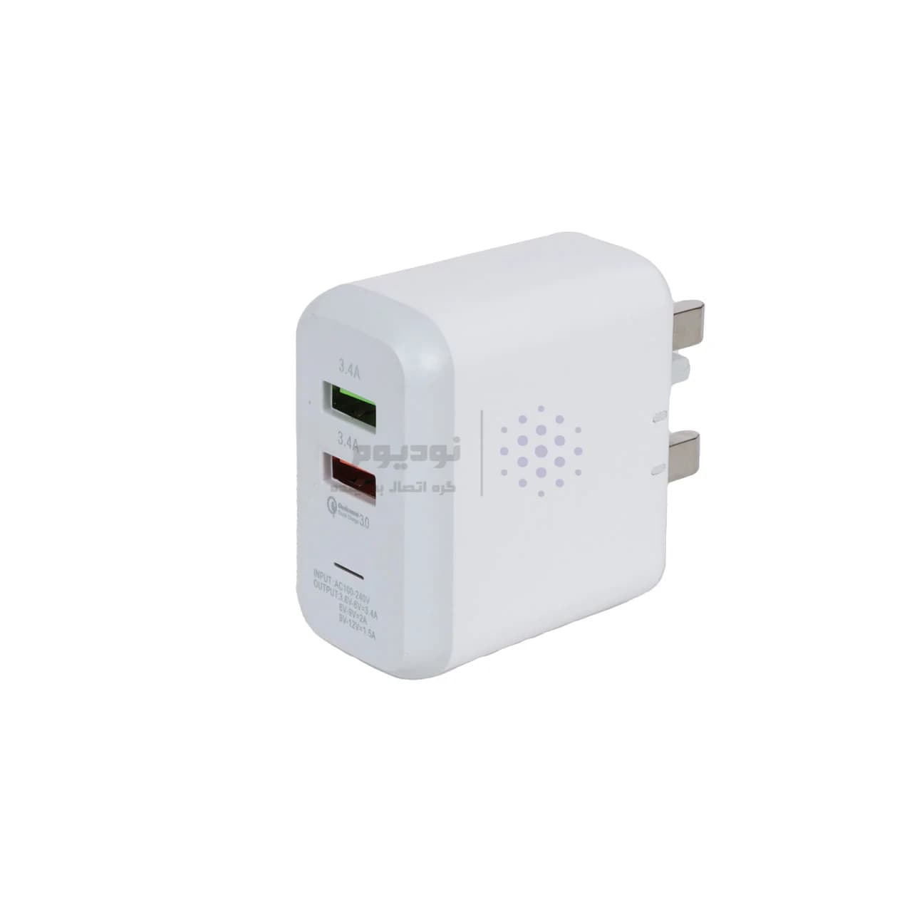 شارژر دیواری فست دو پورت JBQ مدل F-2USB 18W همراه با کابل آیفون – سفید (گارانتی یکساله رصاصی) — تصویر ۷