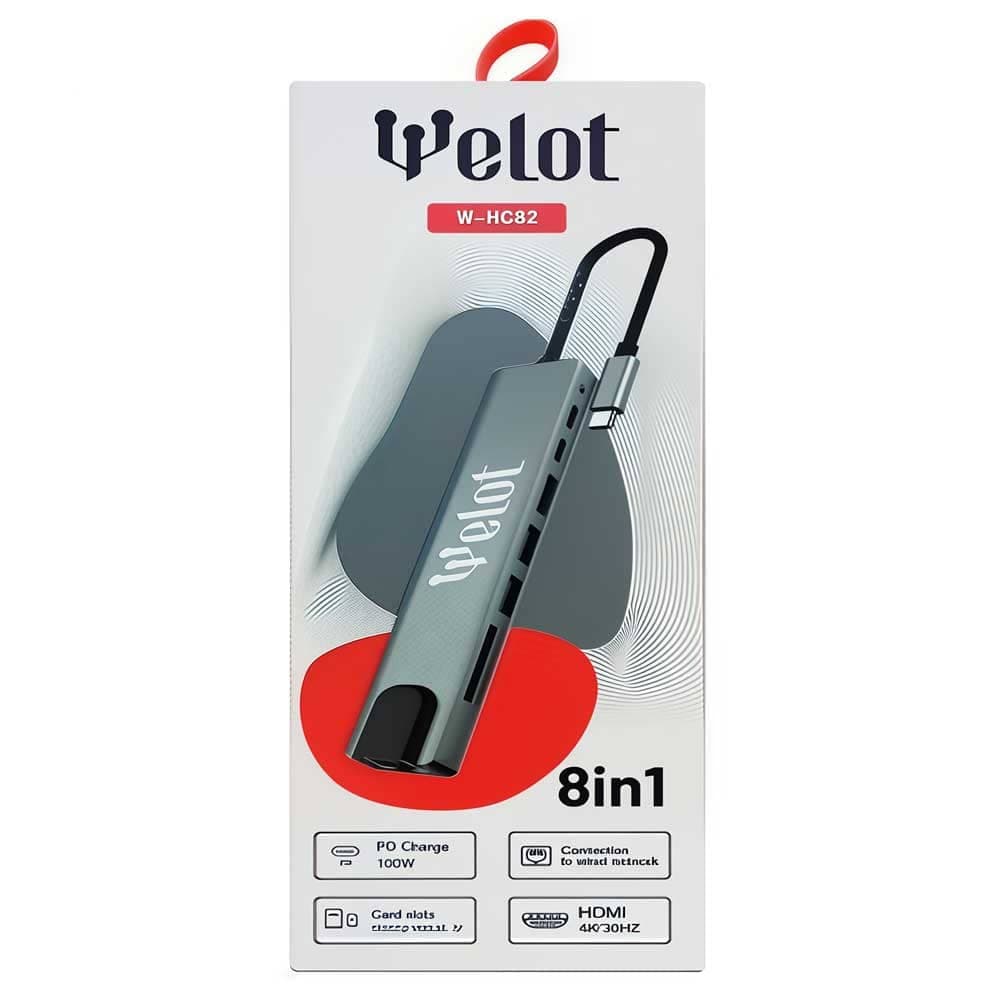 هاب ۸ پورت USB-C ویلوت (WELOT) مدل W-HC82 — تصویر ۳