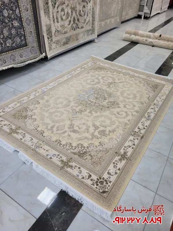 فرش 1500 شانه مدل دستبافزمنیه صدفی مدل 1240