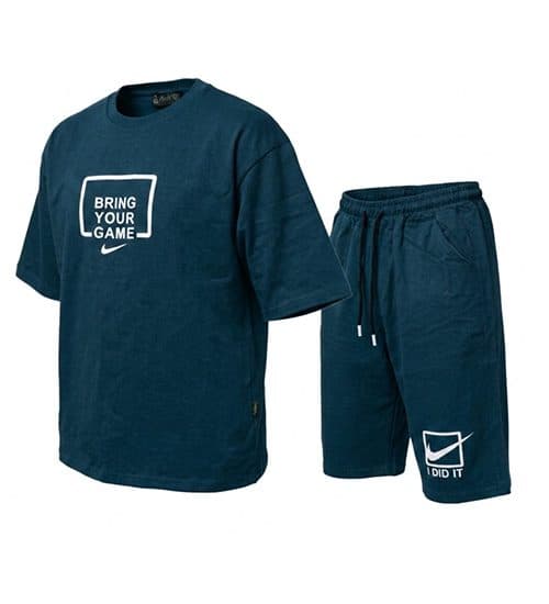 ست تیشرت و شلوارک مردانه نرمال طرح دار پنبه یک رو سبز Nike مدل 50309