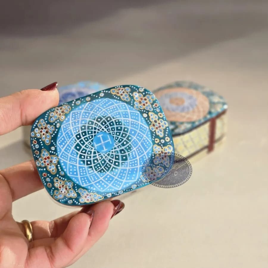 جا سکه ای کشویی خاتم و نقاشی اسلیمی — تصویر ۶