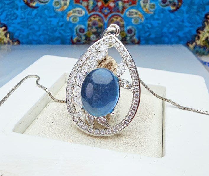مدال توگردنی آکومارین آبی اصل