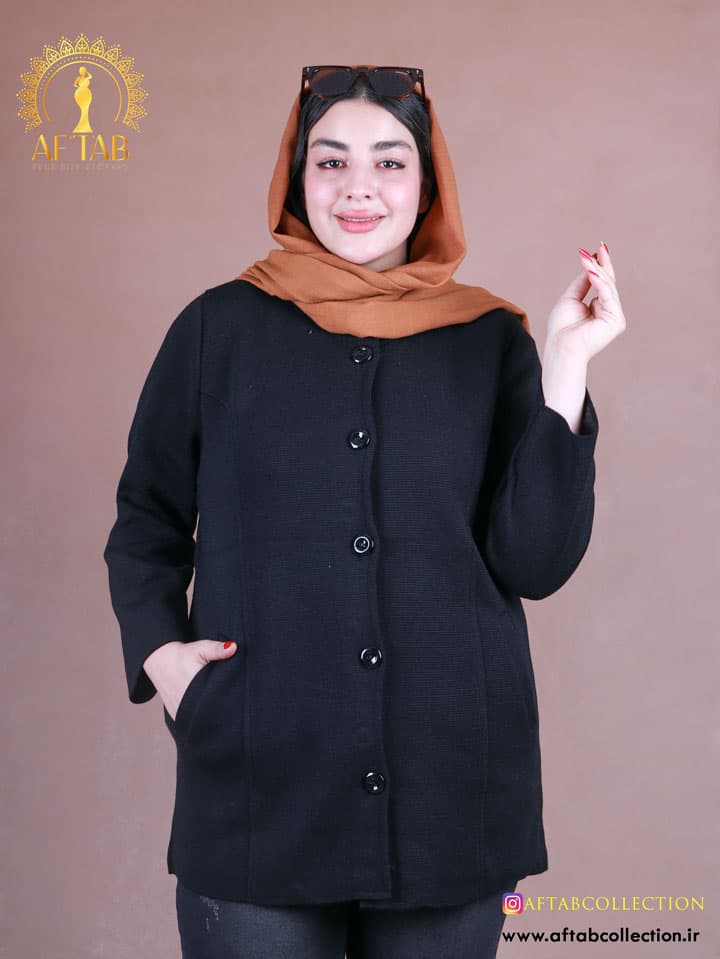 کت بافت عصایی ساده سایزبزرگ 7320 — تصویر ۲